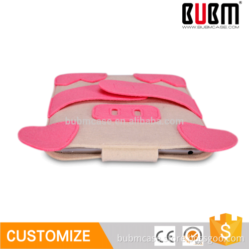 BUBM 7.9 inch Wool Felt Cute pink Pig design Sleeve Tablet Pouch